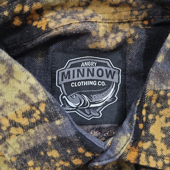 Angry Minnow Clothing Co. Flannel in Yellow & Black Tie-Dye Women’s Size M - Picture 3 of 7